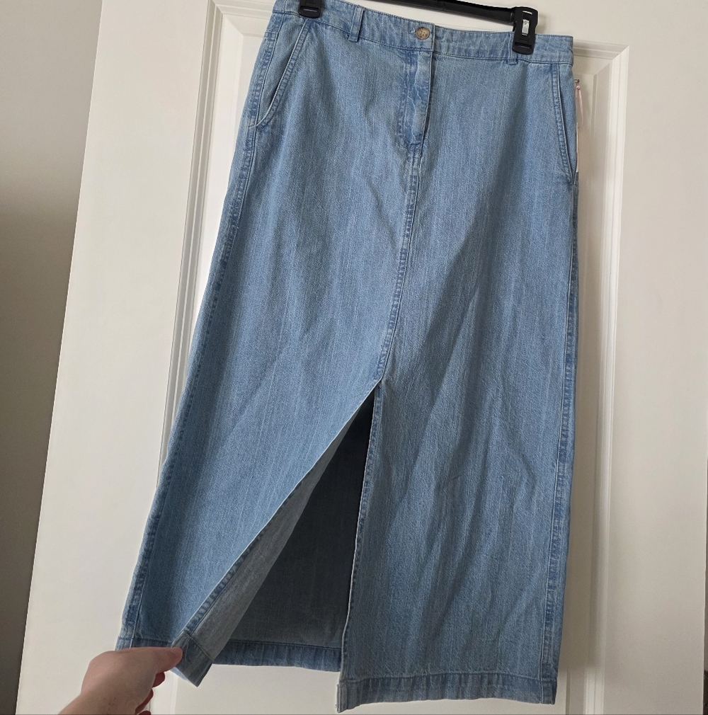 Belle Vere Denim Maxi Midi Skirt Womens 4 NWT Western Coastal Cowgirl Cotton